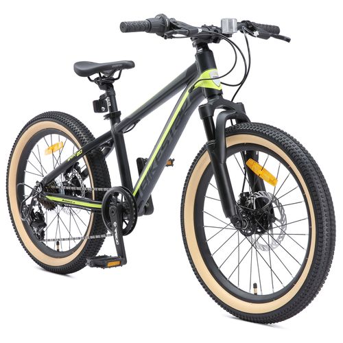 BIKESTAR Kinder Jugend Mountainbike 20 Zoll ab 6 - 7 Jahre | 7 Gang Hardtail MTB Sport Scheibenbremse Federgabel | Schwarz Grün