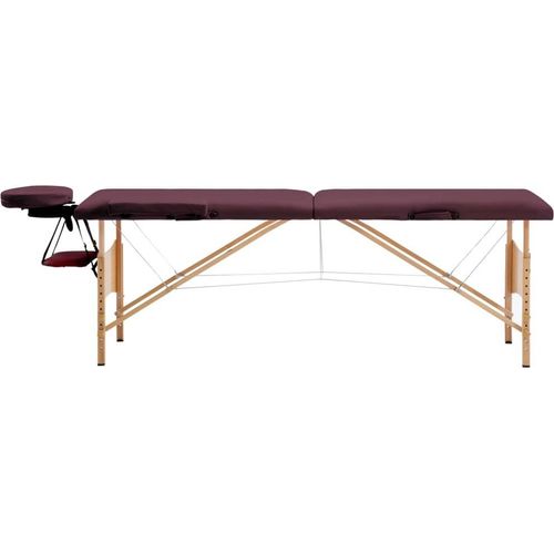 vidaXL Massageliege Klappbar 2-Zonen mit Holzgestell Bordeaux-Lila