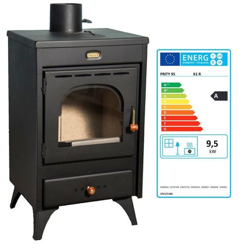Holzofen Prity K1 R – 9,5 kW, Kompakt, Graphitschwarz, Energieklasse A