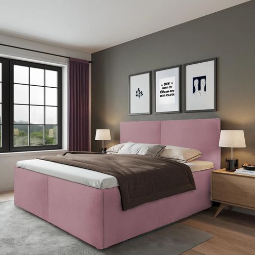 Polsterbett Milano Rose 160 x 200 cm Stauraum unter der Liegefläche ohne hydraulische Funktion Mit hochwertiger Matratze H2 (bis 100 kg) und Lattenrost