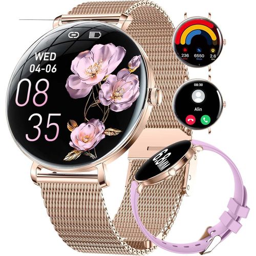 Smartwatch Damen(2 Armbändern), 1.43