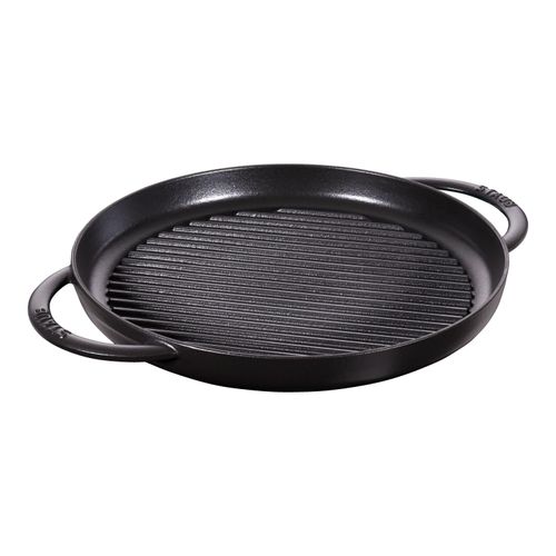 Staub Grill Pans Pure 30 cm, rund, Schwarz, Gusseisen