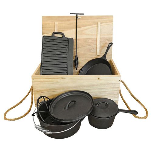 Xxxl Gusseisen-Kochset Gusseisen-Kochset 2273 , Schwarz , Metall , 6-teilig , Grills & Outdoor-Küchen, Grillzubehör