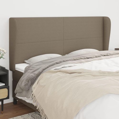 vidaXL Kopfteil mit Ohren Taupe 203x23x118/128 cm Stoff