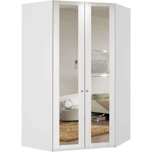 Eckkleiderschrank WIMEX "New York", weiß, B:90cm H:236cm T:56cm, Schränke, Eckkleiderschrank, mit Spiegel