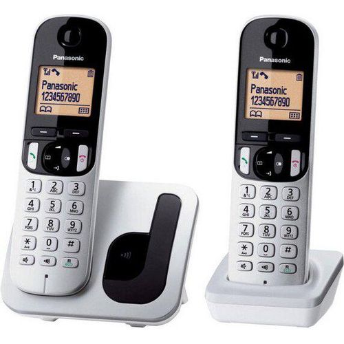 Panasonic Dect Lcd 1.6´´ Duo Pack Schnurloses Festnetztelefon Schwarz,Silber One Size / EU Plug 220V Schwarz,Silber One Size