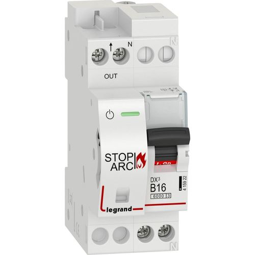 Legrand DX3 AFDD Brandschutzschalter mit LS-Schalter B16 A, 1P+NR, 6kA, 230VAC, 2 Teilungseinheiten, 415922