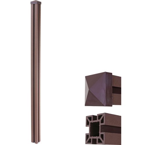 WPC-Pfosten Sarthe-WPC-Zaun, Pfeiler Pfahl, Stecksystem 240cm, braun