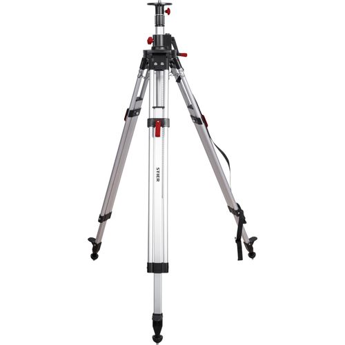 STIER Baustativ 340 cm für Rotationslaser 5/8 Zoll mit metrischer Skala, stufenlos höhenverstellbar, Dreibeiniges Teleskopstativ aus hochwertigem Aluminium mit Kurbelauszug