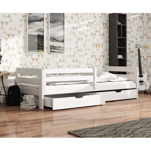 Kinderbett aus Massivholz Kiefernholz EGO mit Schubladen – 200x90 cm – weiß