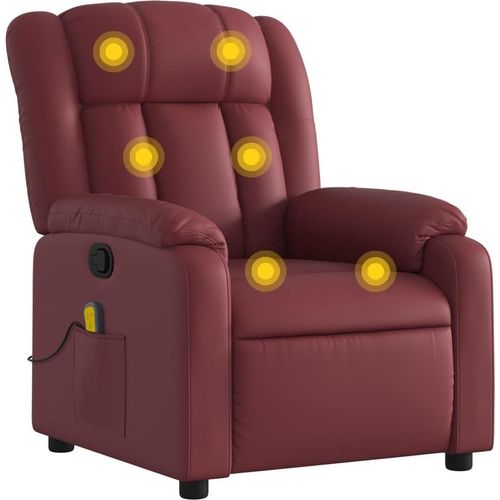 Massagesessel Weinrot Kunstleder 373571