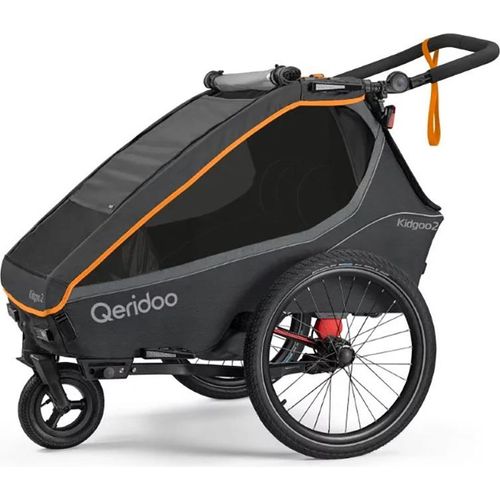 Qeridoo Kidgoo 2 FIDLOCK Edition - Kinderfahrradanhänger für 2 Kinder, Farbe:Orange