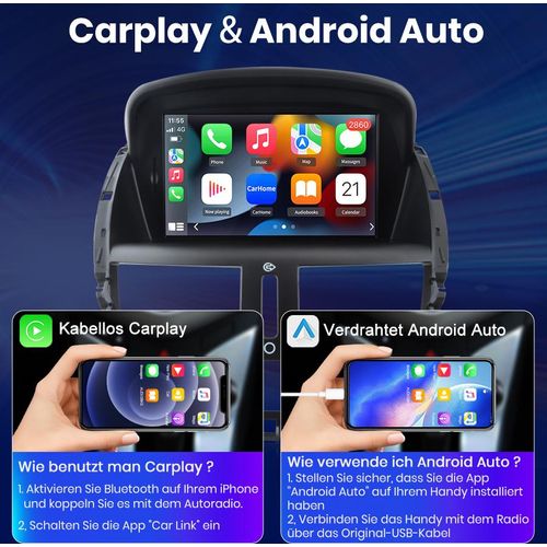 Einbau-Navigationsgeräte Autoradio 2+32G Android13 carplay GPS NAVI RDS SWC DAB Für Peugeot 207 2006-2015 WIFI 4core