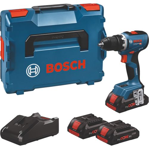 Bosch Professional 18V System Akkuschrauber GSR 18V-65 (bürstenloser Motor, Kopflänge 166, 3 Batterien ProCORE18V 4.0Ah, L-BOXX)