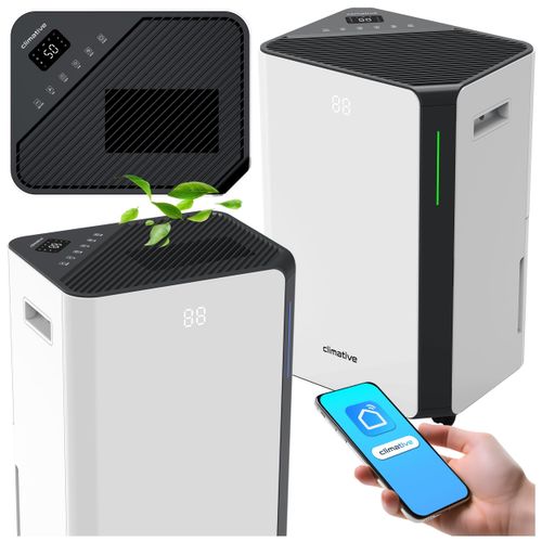 Luftentfeuchter Climative DH-20 Cube ION 20L Leise Entfeuchter 20L Ionisierung WLAN Smart Life Tuya für 40 m² +Timer +Hygrostat Weiß Leistungsstark
