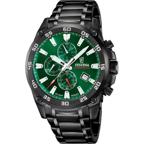 Festina Uhr Timeless Chronograph Herren F20735/2 grün schwarz plattiert