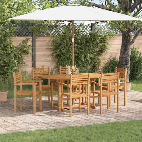 Garten Essgruppe 7 pcs Braun Massives Teakholz