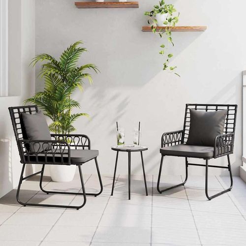 Garten Essgruppe 3 pcs Schwarz, Anthrazit Poly-Rattan, Stahl