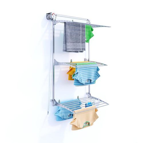 Vertikaler Wand-Wäscheständer mit 3 Ebenen, platzsparender Trockner – Foxydry Tower 88 cm Grau