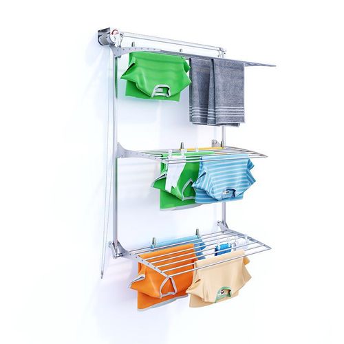 Turm-Wäscheständer zur Wandmontage, höhenverstellbar und klappbar – Foxydry Tower 108 cm Grau