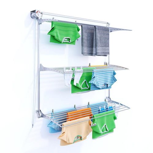 Wäscheständer vertikal zur Wandmontage, robuster 3-Stufen-Trockner – Foxydry Tower 152 cm Grau