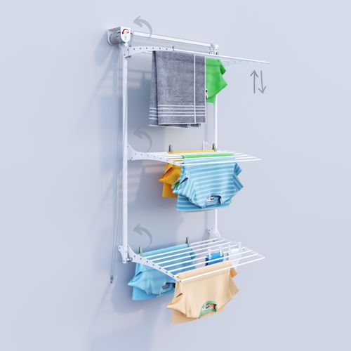 Vertikaler Wand-Wäscheständer mit 3 Ebenen, platzsparender Trockner – Foxydry Tower 88 cm Weiß