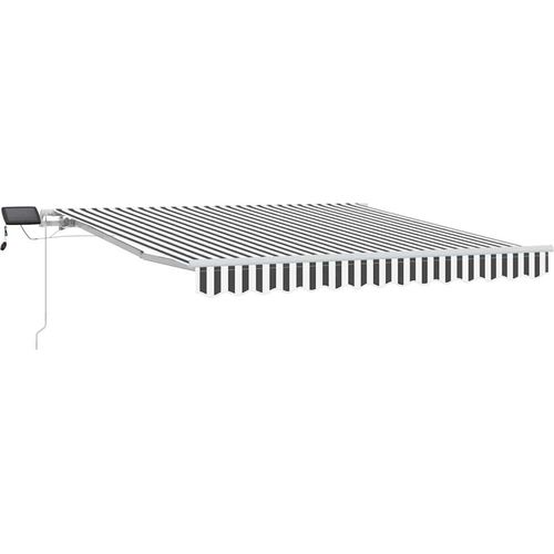 Markise mit LED-Beleuchtung Manuell Anthrazit & Weiß 300x250 cm