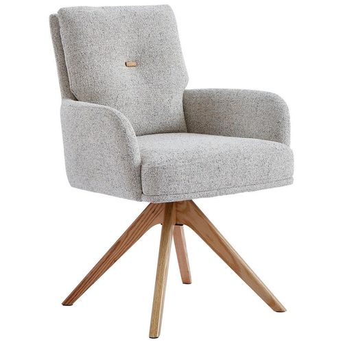 Novel Armlehnstuhl , Eiche, Beige , Holz, Textil , Eiche , massiv , Drehkreuz , 60.5x88x67 cm , Stoffauswahl, Typenauswahl, Sitzfläche 360° drehbar,