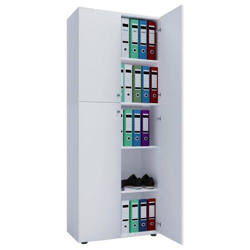 Mid.you Aktenschrank , Weiß , Holzwerkstoff , 3 Fächer , 70x182x37 cm , Arbeitszimmer, Aktenschränke