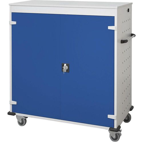 Laptop-Ladewagen, mit 30 Fächern, lichtgrau / enzianblau kaiserkraft