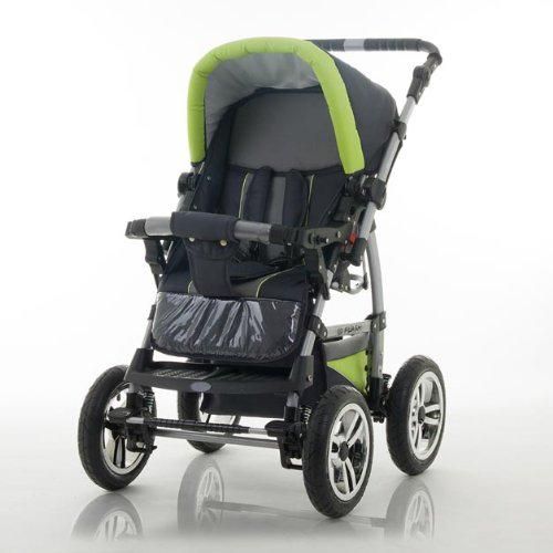Kinderwagen-Set Flash 2 in 1 in Grau-Grün - 14 Teile - in 18 Farben erhältlich