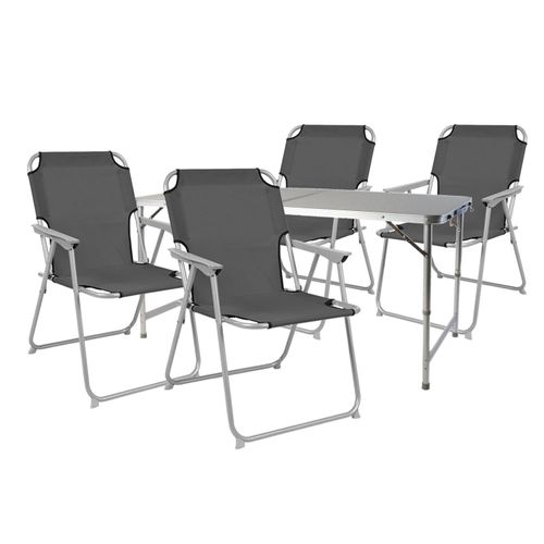 5-teiliges Campingmöbel Set Alu 120x60x58/70cm Anthrazit