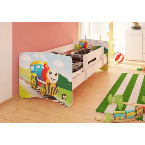 Best for Kids Kinderbett 90x180 cm ohne Matratze mit Rausfallschutz Lokomotive