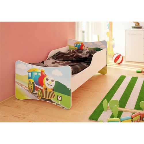 Best for Kids Kinderbett 70x140 cm ohne Matratze mit Rausfallschutz Lokomotive
