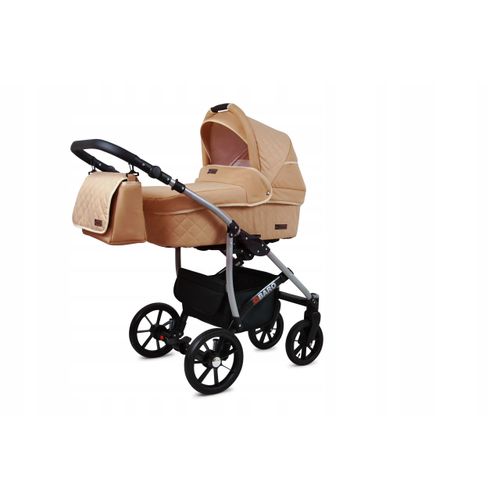 BabyLux® Qbaro | 2in1 Kinderwagen Bambimo | Beige | Kombikinderwagen | Kinderwagenset | Buggy + Baby