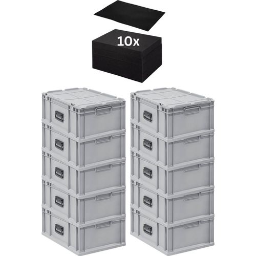 SparSet 10x Eurobox NextGen Portable mit Rasterschaumstoff & Schaumstoffeinlage | HxBxT 23,5x40x60cm | 44 Liter | Eurobehälter, Transportbox, Transportbehälter, Stapelbehälter