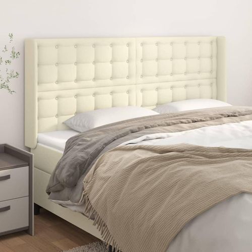 vidaXL Kopfteil mit Ohren Creme 163x16x118/128 cm Kunstleder
