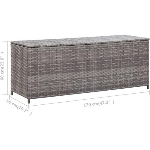 vidaXL Garten Aufbewahrungsbox Kissenbox Gartentruhe Box Aufbewahrungsbox Garten Aufbewahrungsbox Grau 120 x 50 x 60 cm Poly Rattan