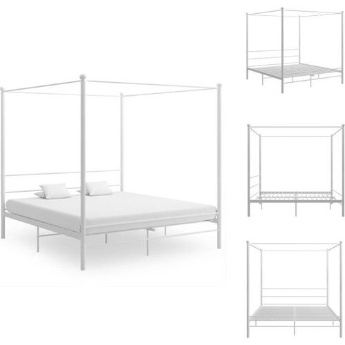 vidaXL Himmelbett Weiß Metall 200x200 cm - Betten & Bettgestelle