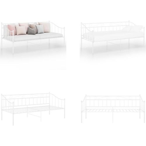 vidaXL Schlafsofa Bettgestell Weiß Metall 90x200 cm - Schlafsofa-Rahmen - Schlafsofa - Schlafsofas - Tagesbett