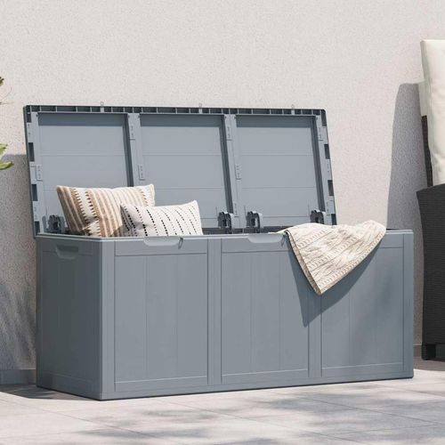 Garten-Aufbewahrungsbox 270 L Grau PP Rattan