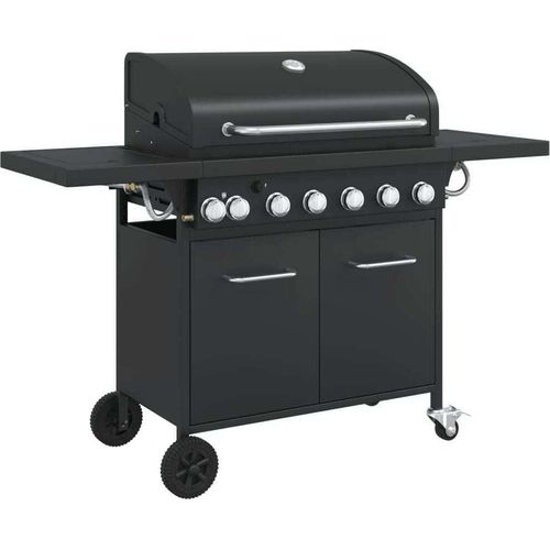 Gasgrill mit 7 Flammen Schwarz Pulverbeschichteter Stahl