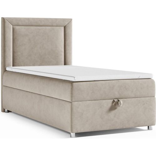 Trinity K3 Einzelbett 70x200 – Boxspringbett mit Bonellfederkern, Matratze, Topper und Bettkasten | Polsterbett mit Stauraum und chicem Kopfteil - mit