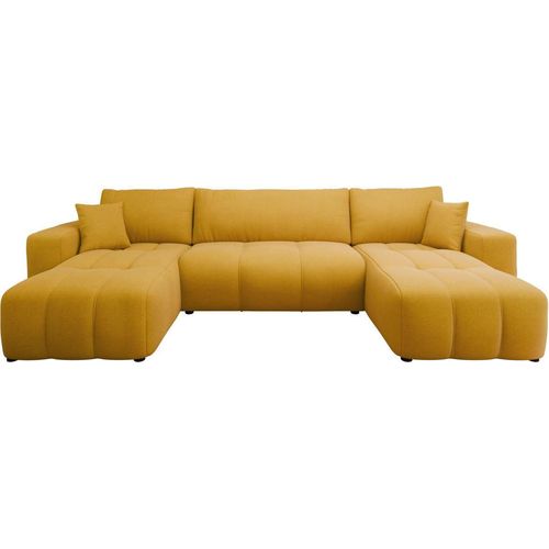 MIRJAN24 Wohnlandschaft Furyn U, Eckouch mit Bettkasten und Schlaffunktion, U-Form (Farbe: Velo 626)