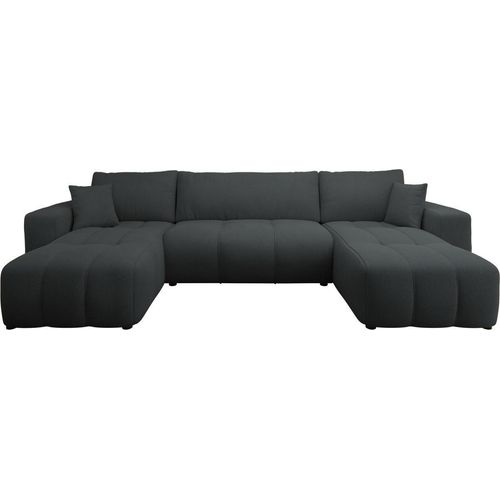 MIRJAN24 Wohnlandschaft Furyn U, Eckouch mit Bettkasten und Schlaffunktion, U-Form (Farbe: Velo 636)