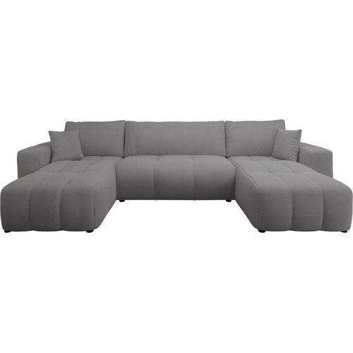 MIRJAN24 Wohnlandschaft Furyn U, Eckouch mit Bettkasten und Schlaffunktion, U-Form (Farbe: Velo 635)