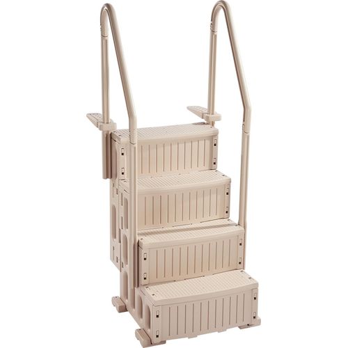 SucceBuy 4-stufige Taupe-Poolleiter mit 2 Handläufen, trägt 181 kg für 122,9–137,2 cm große Pools