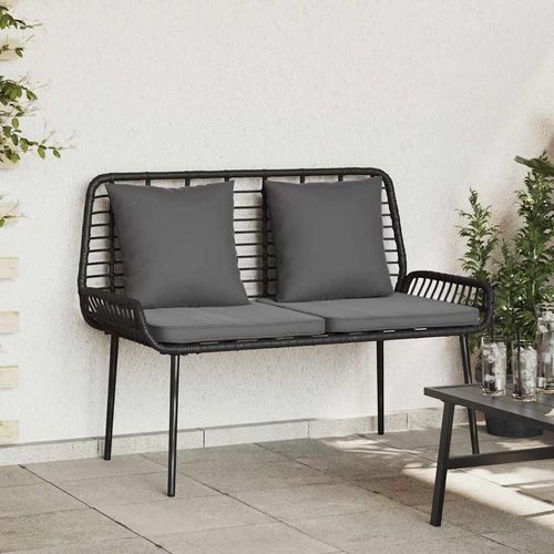 Gartenbank Schwarz, Anthrazit Poly-Rattan, Stahl