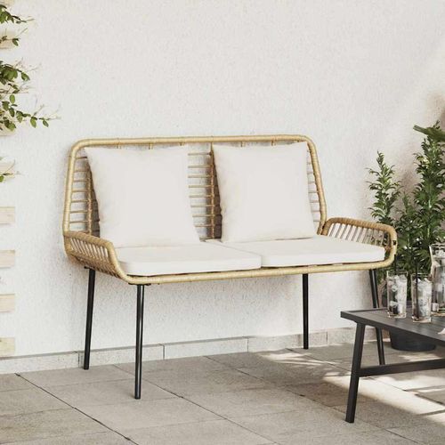 Gartenbank Braun, Schwarz, Creme Poly-Rattan, Stahl