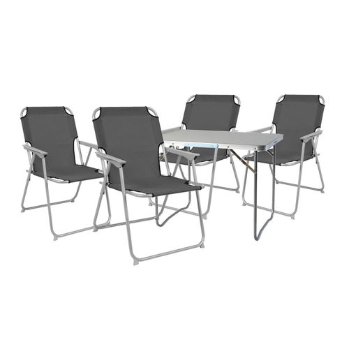 5-teiliges Campingmöbel Set Alu L80xB60xH68cm Schwarz
